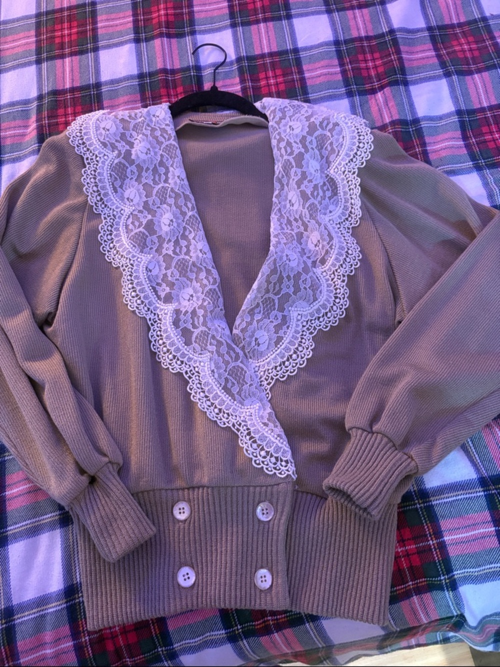 VINTAGE Lace Collar Knit Cardigan